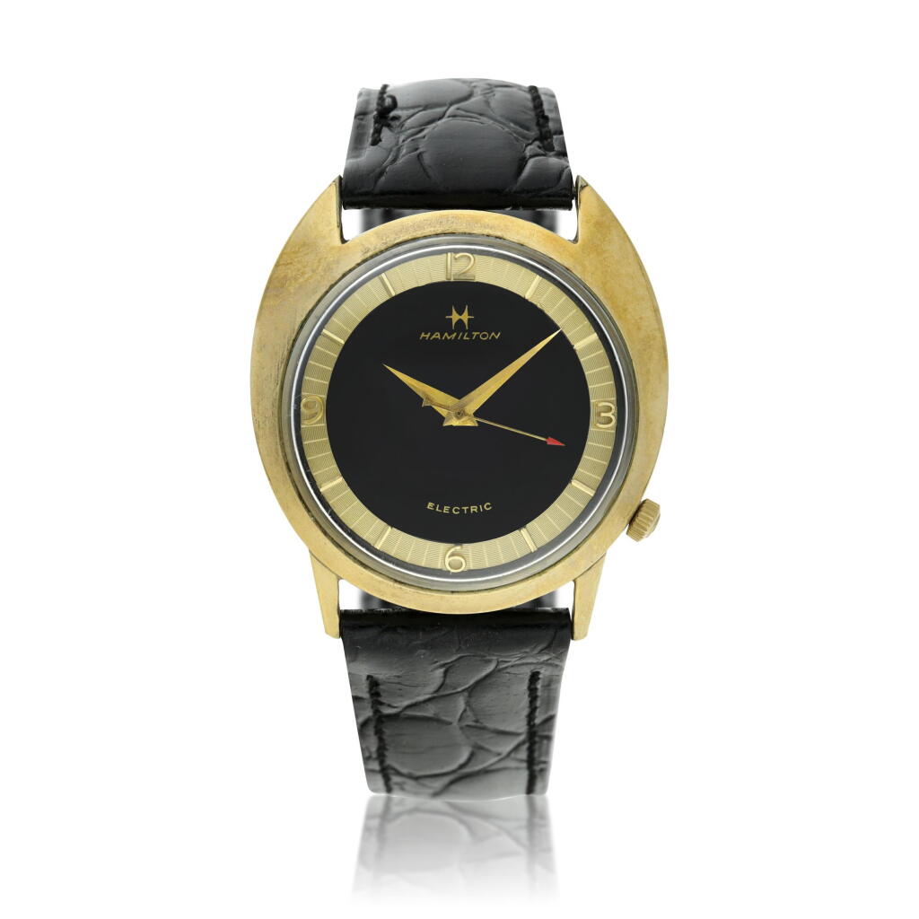 View full screen - View 1 of Lot 6. Electric A yellow gold asymmetric wristwatch, Circa 1960 BW5ST.
