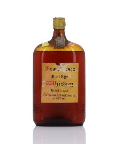 View full screen - View 1 of Lot 438. Mount Vernon Pure Rye Whiskey 100 Proof 1921 (1 Bottle Quart).