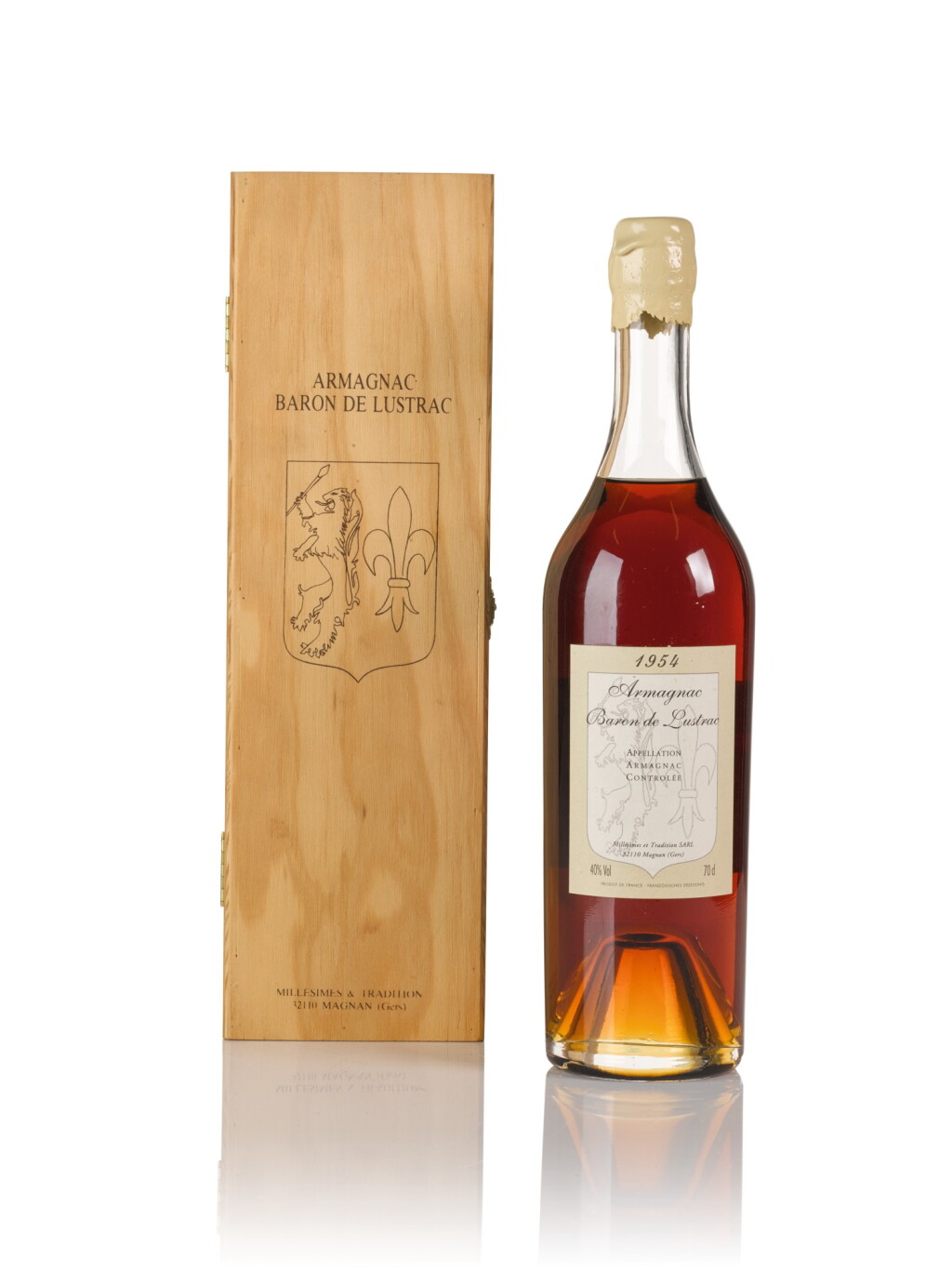 View full screen - View 1 of Lot 109. Baron De Lustrac Armagnac 40.0 abv 1954 .
