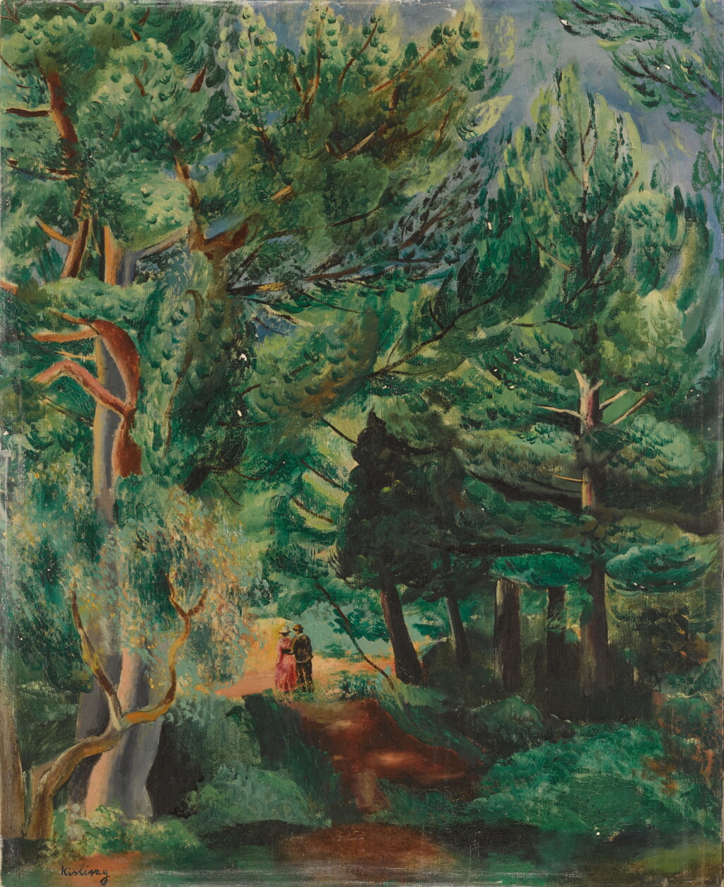 View full screen - View 1 of Lot 194. Couple se promenant dans une forêt.