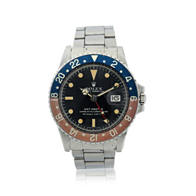 View full screen - View 1 of Lot 7. ROLEX | REFERENCE 1675 GMT-MASTER 'PEPSI' A STAINLESS STEEL AUTOMATIC DUAL TIME WRISTWATCH WITH DATE AND BRACELET, CIRCA 1970.