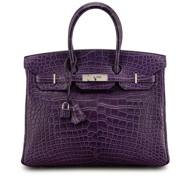 View full screen - View 1 of Lot 595. Amethyst Matte Mississippiensis Alligator Birkin 35 Palladium Hardware, 2011.