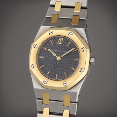 View full screen - View 1 of Lot 95. Reference 6007SA Royal Oak | A stainless steel and yellow gold wristwatch with bracelet, Circa 1984.