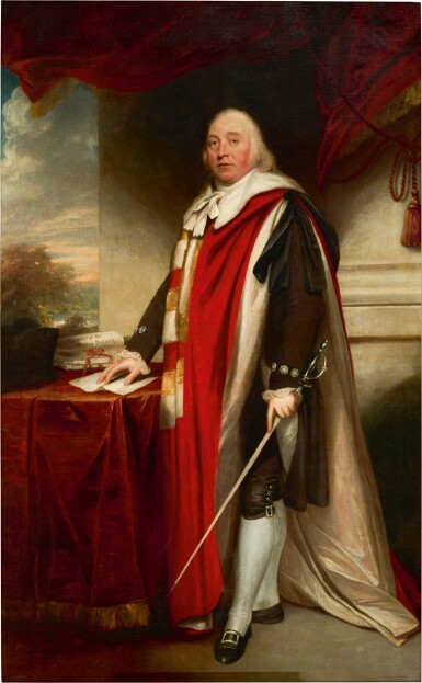 View full screen - View 1 of Lot 141. SIR WILLIAM BEECHEY, R.A. | PORTRAIT OF CHARLES MARSHAM, 1ST EARL OF ROMNEY (1744-1811), FULL-LENGTH.