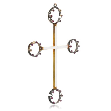 View full screen - View 1 of Lot 184. Enamel and garnet cross, 1880s.