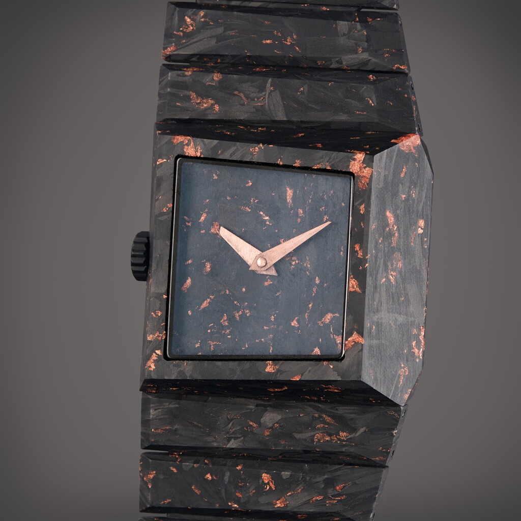 View full screen - View 1 of Lot 79. B/1 | A copper-infused carbon fiber asymmetrical wristwatch with bracelet, Made as a Piece Unique for Sotheby's in 2024 .