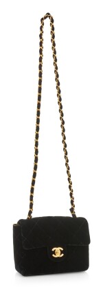 BLACK VELVET AND GOLD-TONE METAL CLASSIC SHOULDER BAG, CHANEL