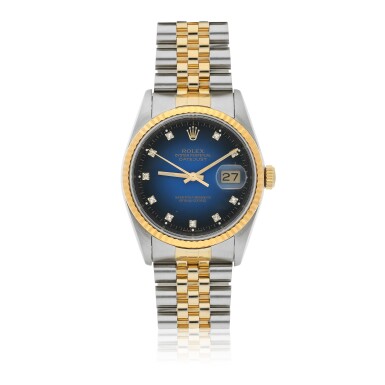 View full screen - View 1 of Lot 153. ROLEX | REF 16233 DATEJUST, A STAINLESS STEEL AND YELLOW GOLD AND DIAMOND SET AUTOMATIC WRISTWATCH WITH DATE AND BRACELET CIRCA 1991.