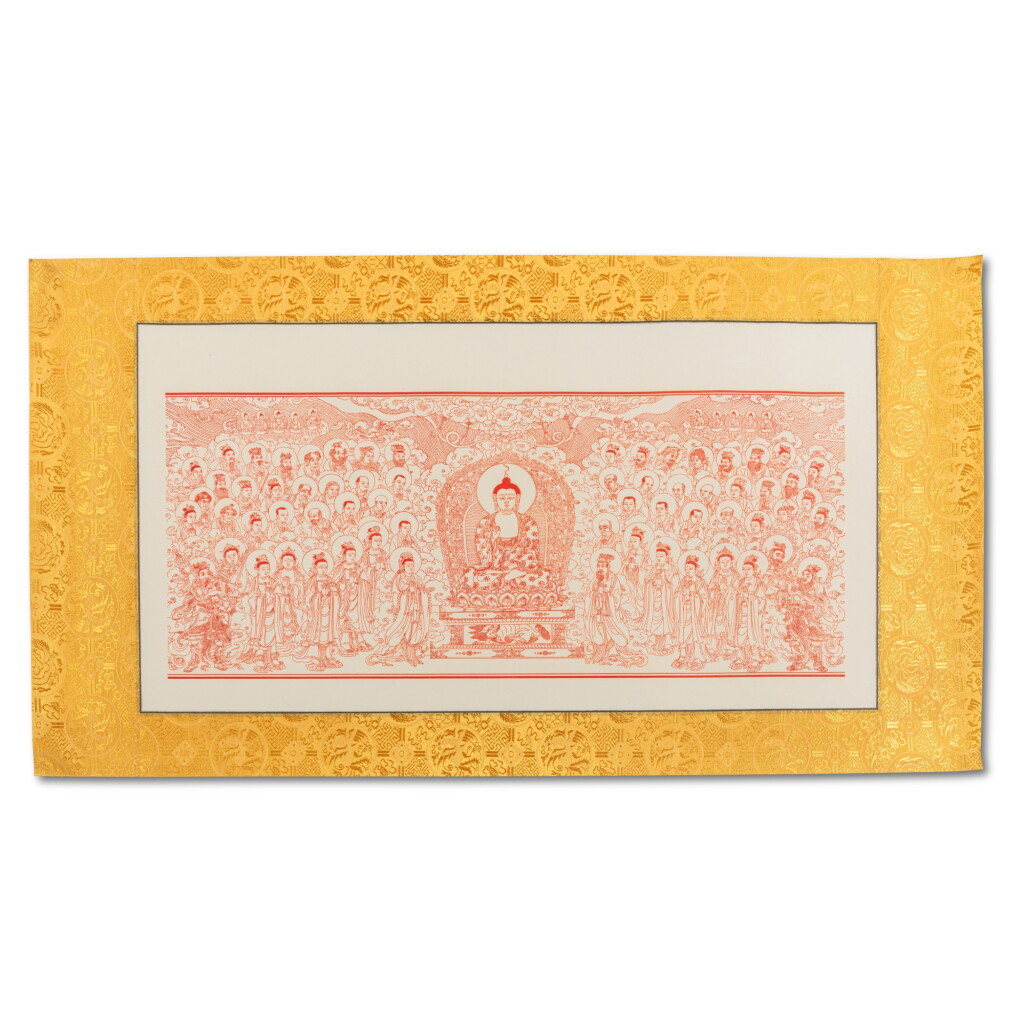View full screen - View 1 of Lot 213. A printed Chinese scroll representing a Buddha and an assembly of dignitaries, modern work.