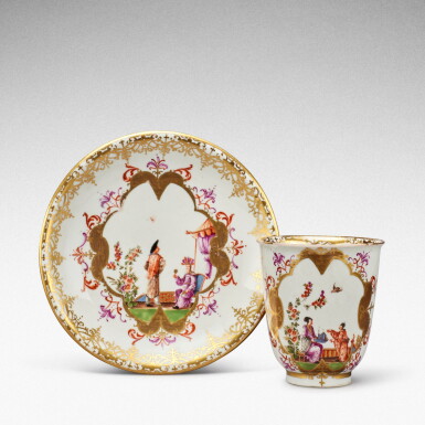 View full screen - View 1 of Lot 56. A Meissen beaker and stand, Circa 1725-28 .