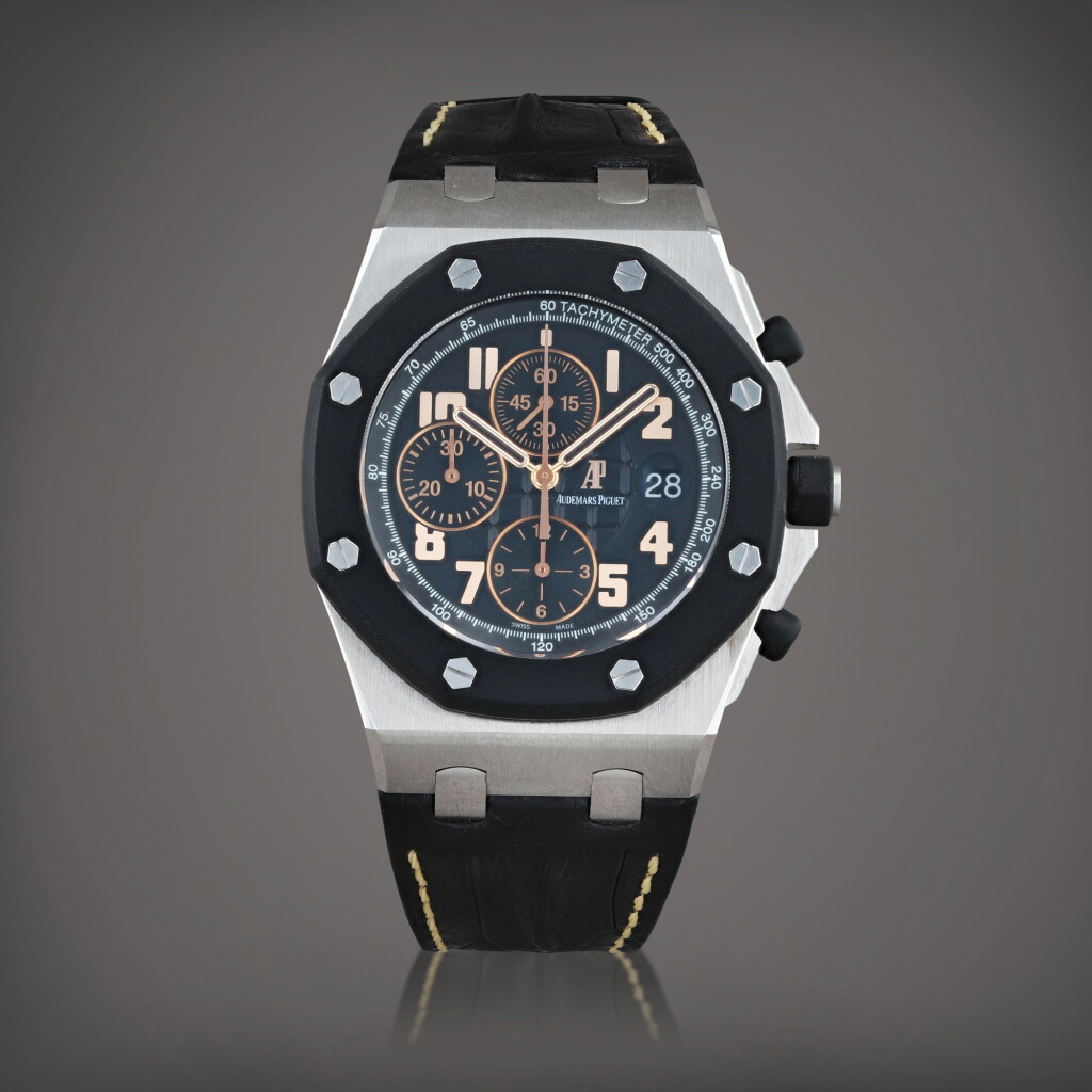 View full screen - View 1 of Lot 626. Royal Oak Offshore limited edition '57th Street', reference 26298SK.OO.D101CR.01 Montre bracelet chronographe en acier avec date | Stainless steel chronograph wristwatch with date Vers 2010 | Circa 2010.