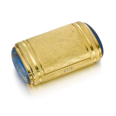 View full screen - View 1 of Lot 86. A large jewelled 18ct gold and amazonite clutch purse, Gerald Benney, London, 1975,.