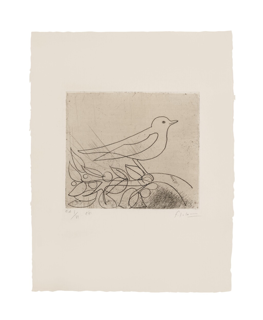 View full screen - View 1 of Lot 2. OISEAU SUR UNE BRANCHE.