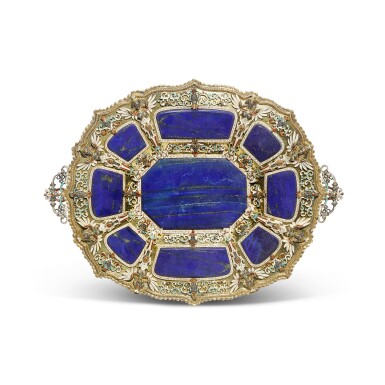 View full screen - View 1 of Lot 84. A silver-gilt, lapis lazuli and enamel dish, Karl Rössler, Vienna, circa 1895.