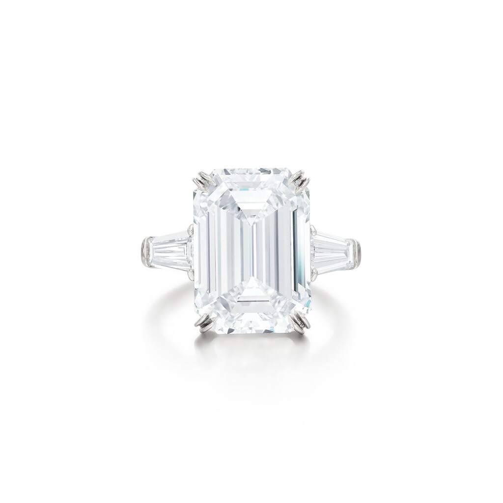 View full screen - View 1 of Lot 1848. Diamond Ring | 海瑞溫斯頓 | 10.87克拉 方形 D色 完美無瑕 鑽石 戒指.