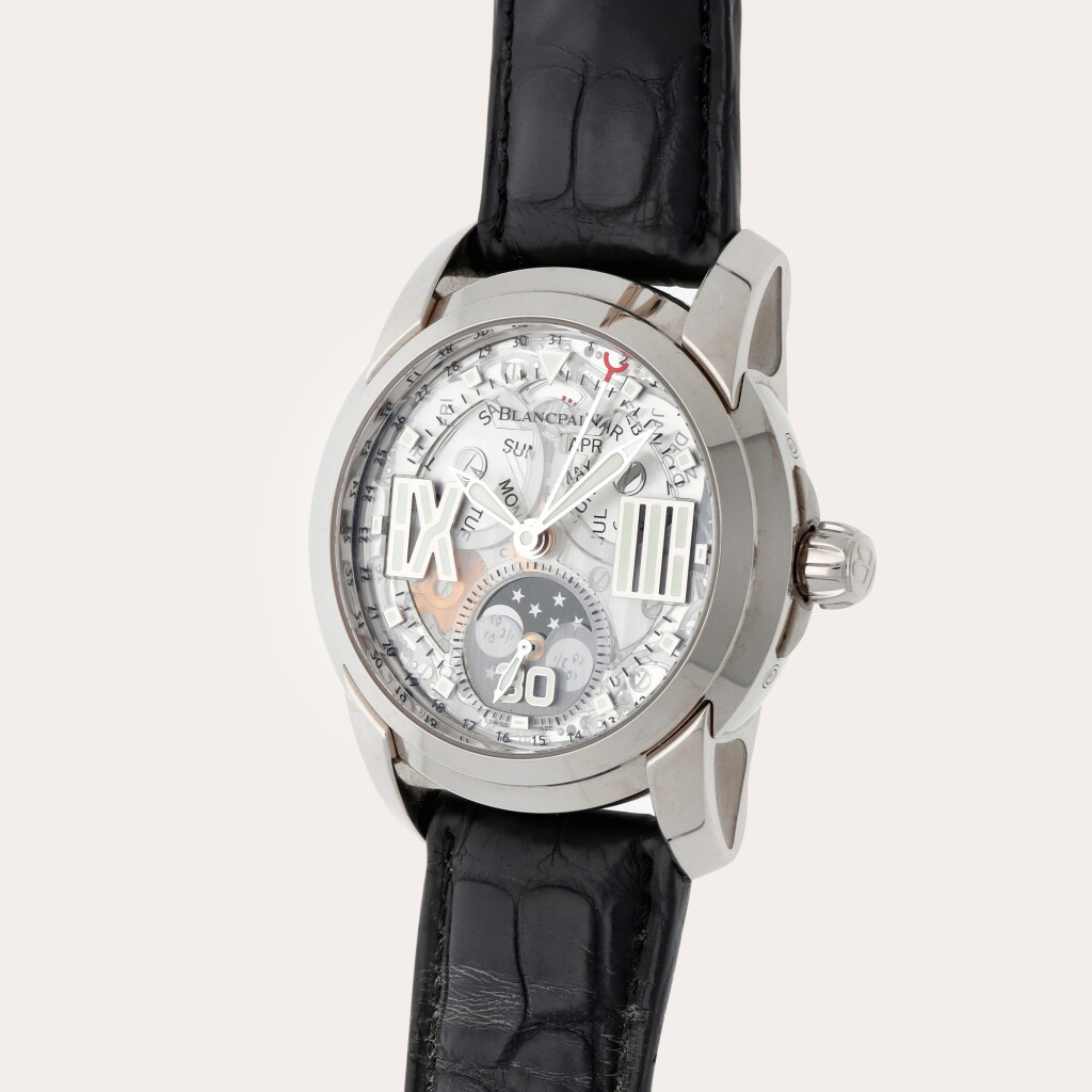 View full screen - View 1 of Lot 356. L-Evolution Quantieme Complet 8 Jours, Reference 8866-1500A-53B | A limited edition white gold semi-skeletonized triple calendar wristwatch with moon phases and power reserve indication | Circa 2012.