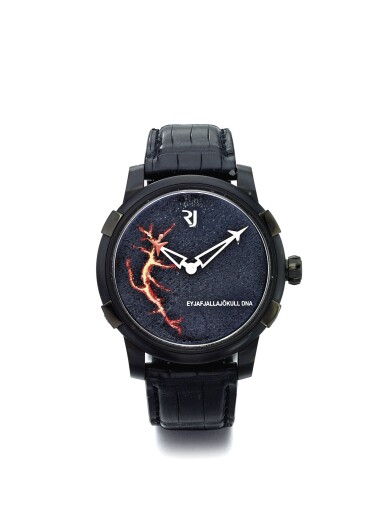 View full screen - View 1 of Lot 111. ROMAIN JEROME | EYJAFJALLAJÖKULL A LIMITED EDITION PVD COATED STAINLESS STEEL AUTOMATIC WRISTWATCH CIRCA 2010.