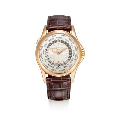 View full screen - View 1 of Lot 851. PATEK PHILIPPE | REFERENCE 5130, A PINK GOLD WORLD TIME WRISTWATCH, CIRCA 2006.