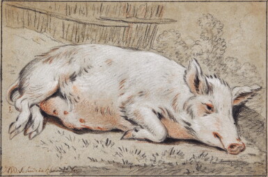 View full screen - View 1 of Lot 371. A pig in repose.