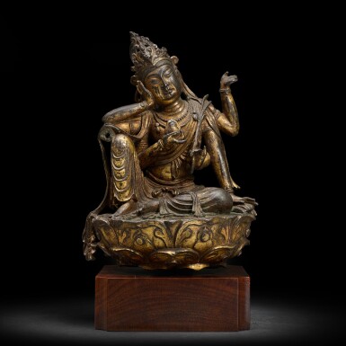 View full screen - View 1 of Lot 63. A rare gilt-bronze figure of Chintamanichakra Avalokiteshvara, Late Tang dynasty / Five Dynasties.