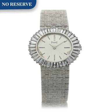 View full screen - View 1 of Lot 61. PIAGET | REFERENCE 9323 A 6 A WHITE GOLD AND DIAMOND-SET BRACELET WATCH, CIRCA 1980.