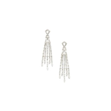 View full screen - View 1 of Lot 222. PAIR OF DIAMOND EARCLIPS.