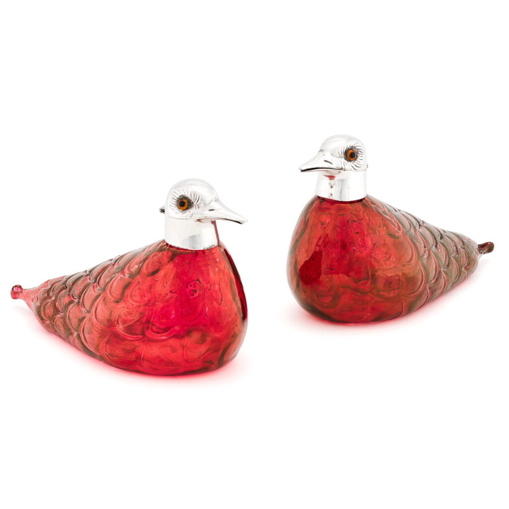 View full screen - View 1 of Lot 176. A pair of novelty silver-mounted claret jugs, Asprey & Co., Ltd., London, 1959.
