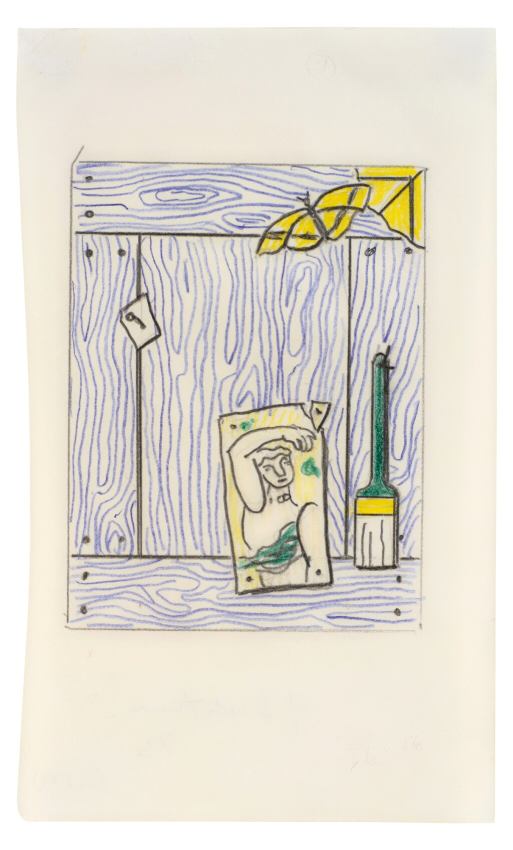 View full screen - View 1 of Lot 409. Trompe l'Oeil with Léger Head and Paintbrush (Study).