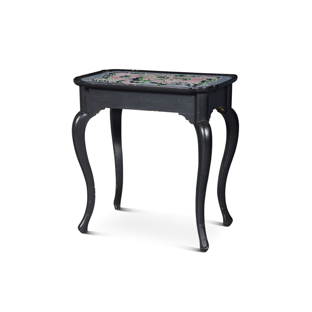 View full screen - View 1 of Lot 88. A North German Rococo Beadwork and Painted Pine Tea Table by Johann Michael van Selow, Brunswick, the top Circa 1760.