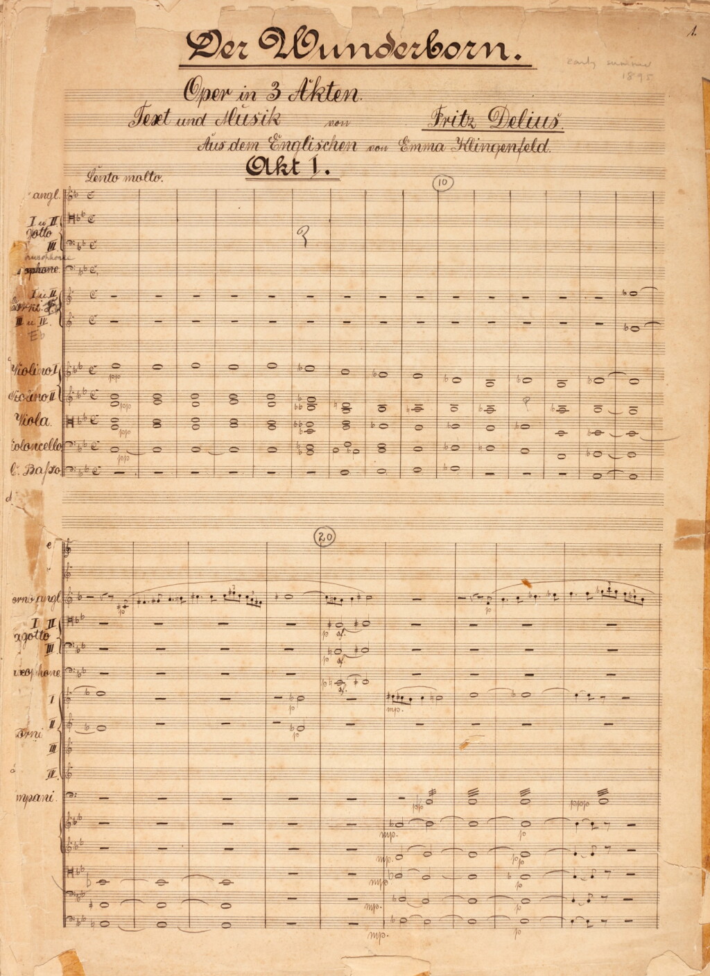 View full screen - View 1 of Lot 31. F. Delius. Manuscript full score of "The Magic Fountain".