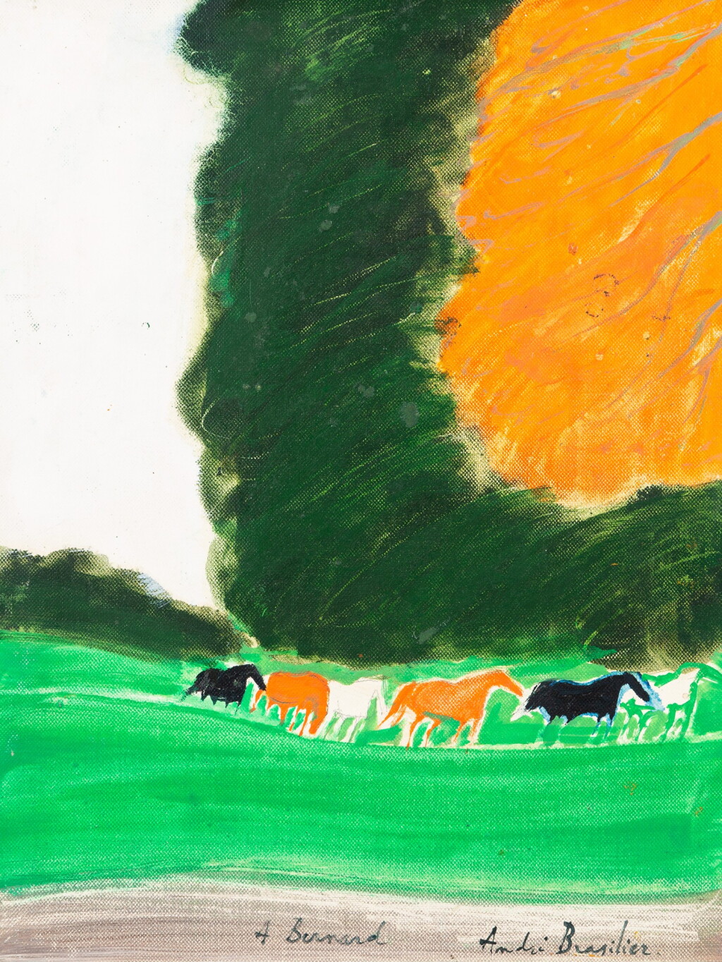 View full screen - View 1 of Lot 210. Paysage aux chevaux.