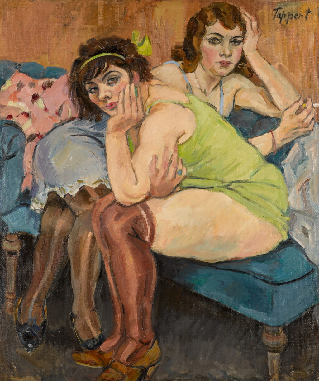 全螢幕檢視 - 查看12 GEORG TAPPERT | ZWEI MÄDCHEN AUF BLAUEM SOFA (TWO GIRLS ON A BLUE SOFA)的1