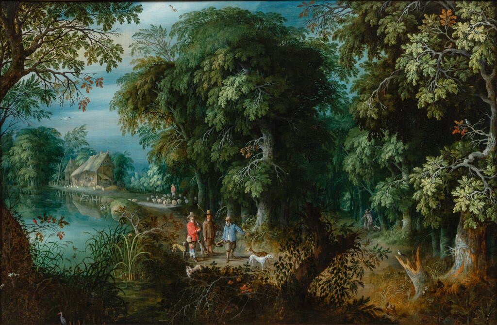 View full screen - View 1 of Lot 14. Hunters in a wooded landscape .