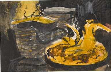 View full screen - View 1 of Lot 361. FLOW OF MOLTEN IRON BEING POURED IN TO A LADLE.