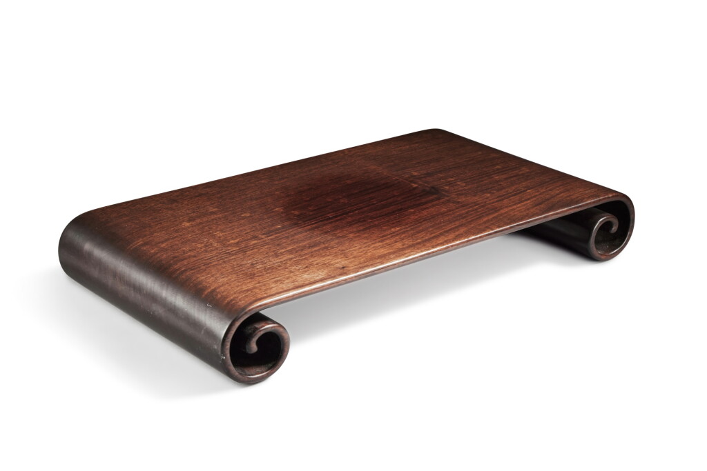 View full screen - View 1 of Lot 181. A 'hongmu' scroll-form stand, Qing dynasty, 19th century.