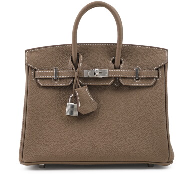View full screen - View 1 of Lot 70. Etoupe Togo Birkin 25 Palladium Hardware, 2022.