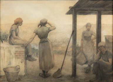 View full screen - View 1 of Lot 83. Peasant women resting | Paysanne au repos.