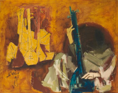 View full screen - View 1 of Lot 112. MAQBOOL FIDA HUSAIN | Untitled (Sitar Players).