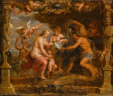 View full screen - View 1 of Lot 344. Thetis receiving the Armour of Achilles from Vulcan.