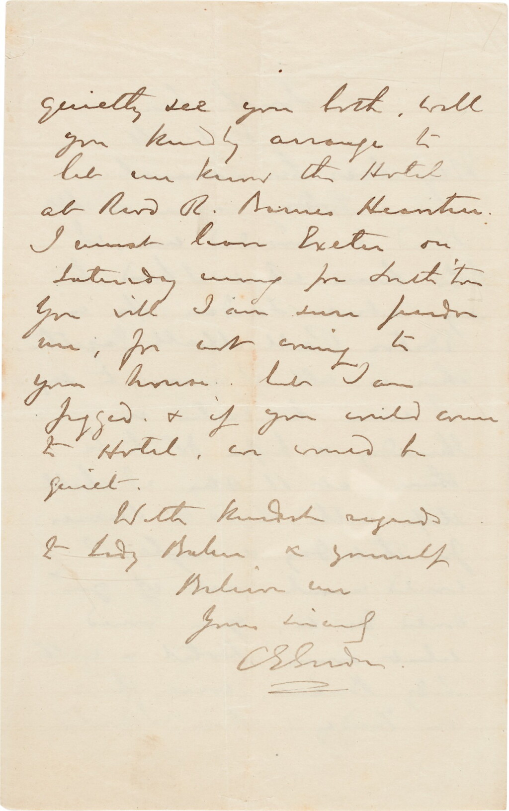 View full screen - View 1 of Lot 51. C.G. Gordon | Autograph letter signed, to Sir Samuel Baker, 8 January 1884.