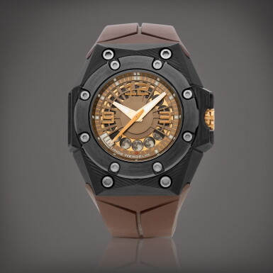 View full screen - View 1 of Lot 973. Oktopus Moon Carbon | A limited edition carbon and DLC-coated titanium semi-skeletonised wristwatch with moon phases, Circa 2014 | Oktopus Moon Carbon | 限量版鍛碳及 DLC 塗層處理鈦金屬半鏤空腕錶,備月相顯示,約2014年製.