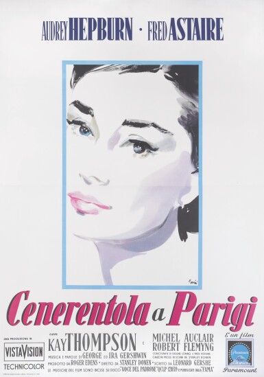 View full screen - View 1 of Lot 124. FUNNY FACE / CENERENTOLA A PARIGI (1957) POSTER, ITALIAN.