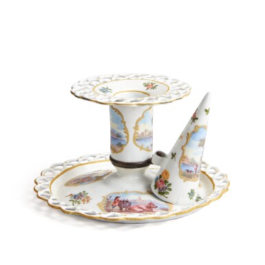 View full screen - View 1 of Lot 1205. Enamel Chamber Candlestick with Snuffer, 19th Century.