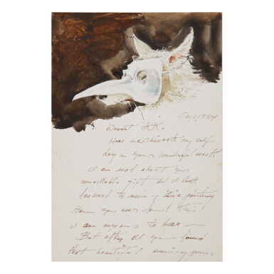 View full screen - View 1 of Lot 18. ANDREW WYETH | LETTER WITH NOME IN VENETIAN MASK.
