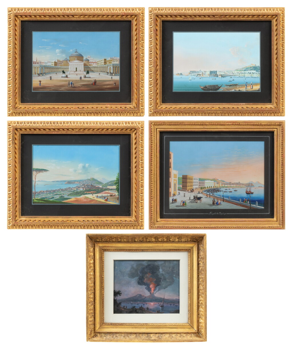 View full screen - View 1 of Lot 649. Vesuvius Erupting, and four other views of Naples.