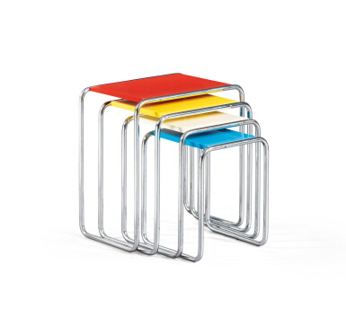 View full screen - View 1 of Lot 11. Early set of nesting tables, model B9-9C, 1925-1926.