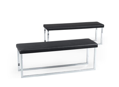 View full screen - View 1 of Lot 2021. XXth century work, Pair of benches, circa 2000 | Travail du XXe siècle, Paire de banquettes, vers 2000.