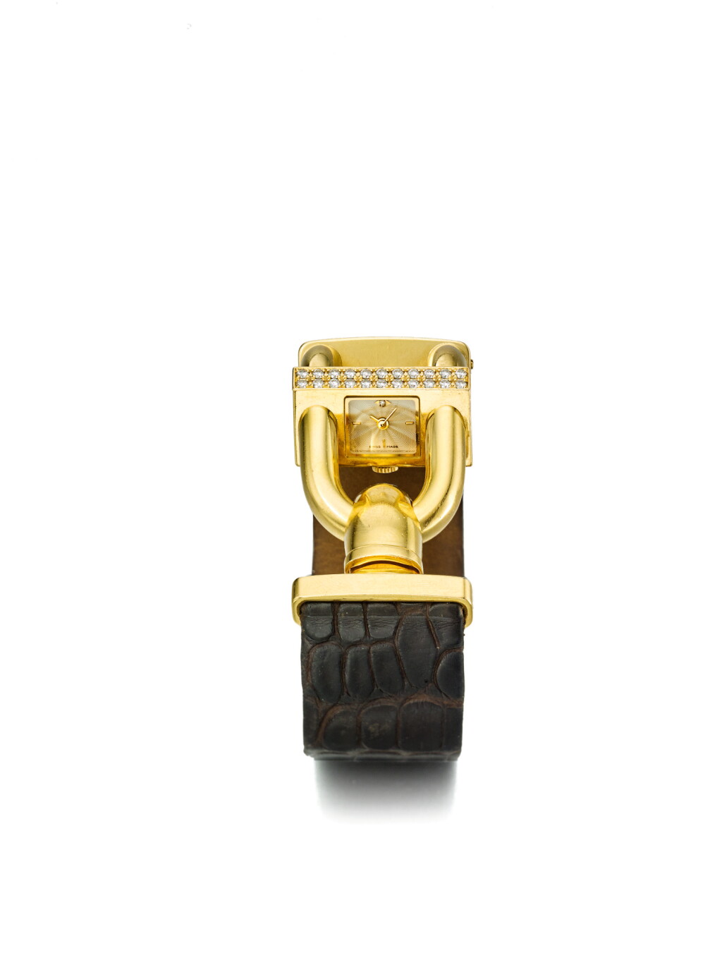 View full screen - View 1 of Lot 45. VAN CLEEF & ARPELS | CADENAS A YELLOW GOLD AND DIAMOND SET WATCH CIRCA 2000.
