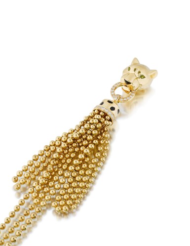 View full screen - View 1 of Lot 8. Emerald, enamel and diamond bracelet, 'Panthère' | Bracelet émeraude, émail et diamants, "Panthère".