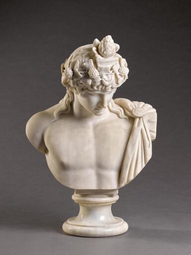 View full screen - View 1 of Lot 4. ITALIAN, 19TH CENTURY, AFTER THE ANTIQUE | BUST OF ANTINOUS.